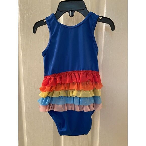 Hanna Andersson Sunblock Rainbow Ruffle One Piece Swimsuit Size 70 6-12 Mos NWT - Picture 6 of 7